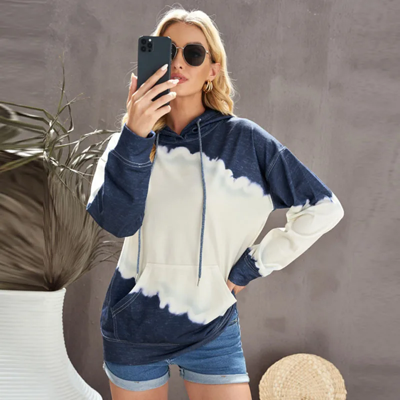 Tie Dyed Sweater Women 2021 Autumn Winter New Contrast Color Hooded With Pocket Long Sleeve Casual Hoodies
Tie Dyed Sweater Women 2021 Autumn Winter New Contrast Color Hooded With Pocket Long Sleeve Casual Hoodies