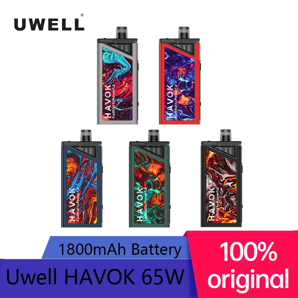 

Original Uwell HAVOK 65W 1800mAh Battery Pod Kit With 4MLCartridge 0.6/0.25 ohm Meshed Coil вейп Electronic Cigarette Vaporizer