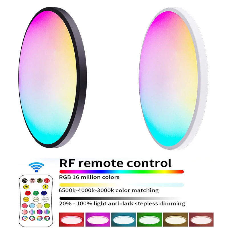 LED Ceiling Lamp 24W RGBCW Full Color AC110V-240V Dimming RF Remote Control Lights for Living Room Decoration Bedroom Lighting
LED Ceiling Lamp 24W RGBCW Full Color AC110V-240V Dimming RF Remote Control Lights for Living Room Decoration Bedroom Lighting