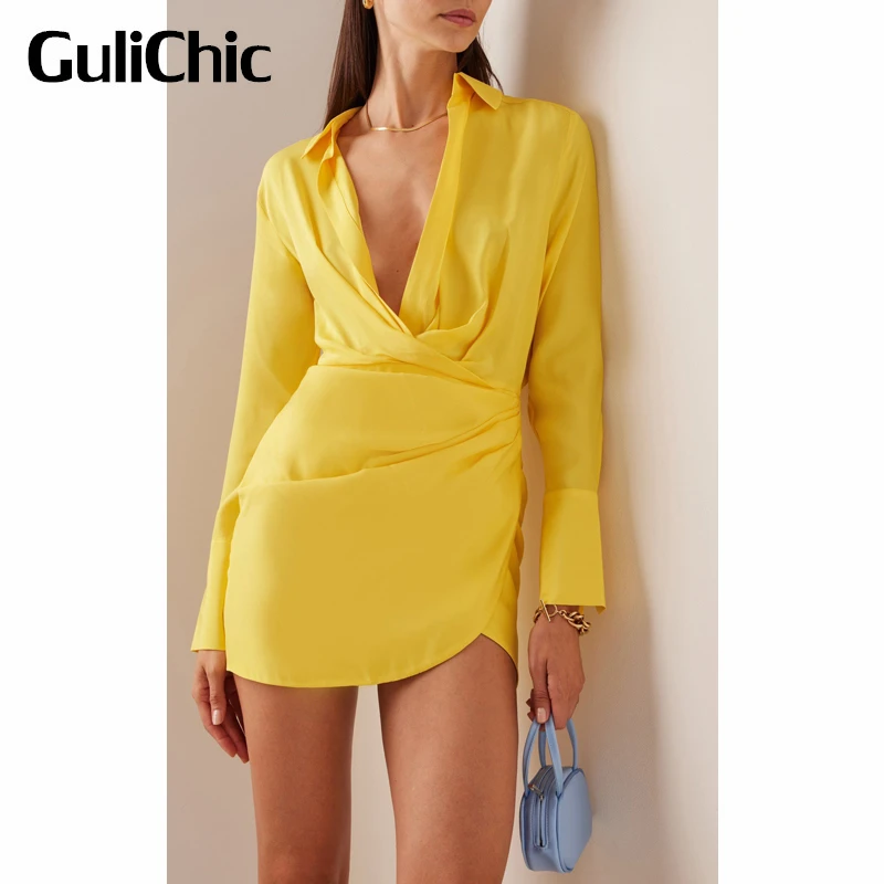 6.1 GuliChic Women High Street Sexy Deep V-Neck Folds Long Sleeve Slim Shirt Dress
6.1 GuliChic Women High Street Sexy Deep V-Neck Folds Long Sleeve Slim Shirt Dress