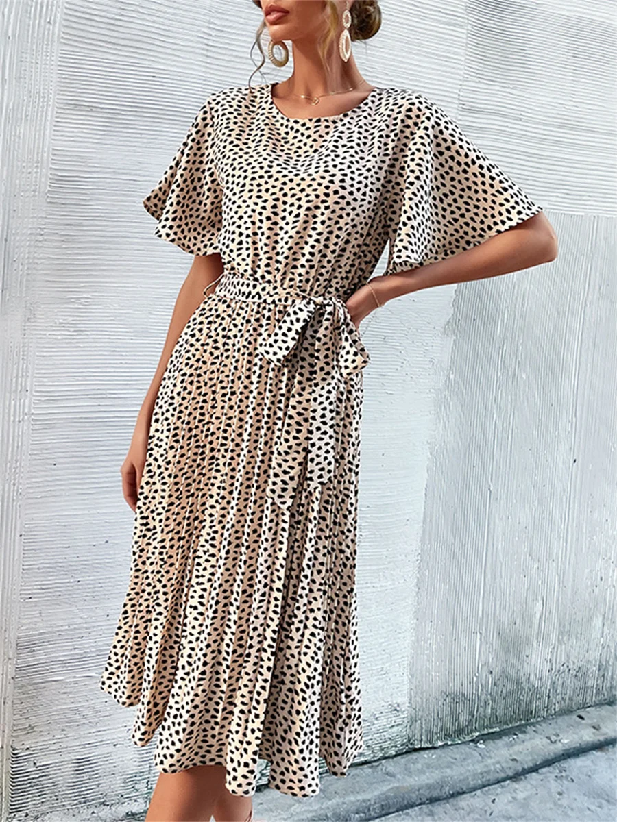 Women Spring Summer Style Loose Dress Lady Casual Short Flare Sleeve O-Neck Leopard Printed Dress SS3962
Women Spring Summer Style Loose Dress Lady Casual Short Flare Sleeve O-Neck Leopard Printed Dress SS3962