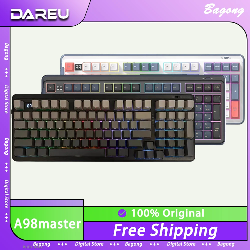 

Dareu A98master 97 клавиш, клавиатура с тремя режимами горячей замены, беспроводная Rgb Механическая игровая клавиатура, прокладка для ПК, геймера, Pbt Keycap, Mac Gifts