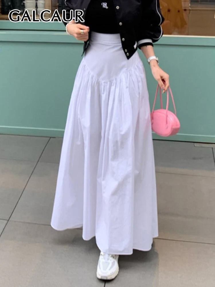 GALCAUR Temperament Maxi Skirts For Women High Waist Folds Minimalist A Line Loose Patchwork Skirt Female Summer Korean Clothing 
GALCAUR Temperament Maxi Skirts For Women High Waist Folds Minimalist A Line Loose Patchwork Skirt Female Summer Korean Clothing