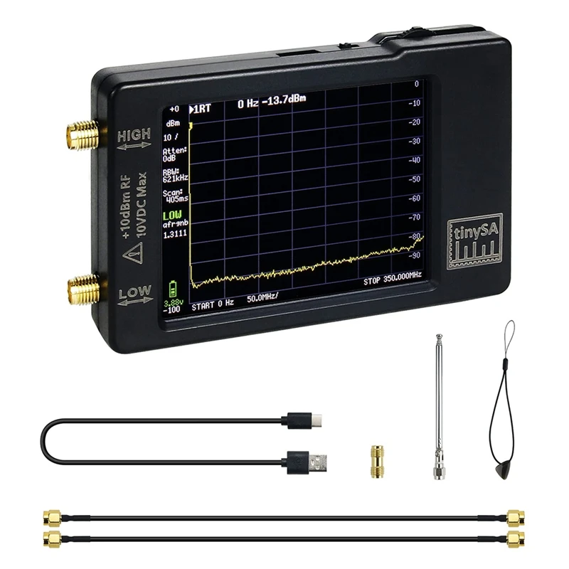 JHD-Tinysa Spectrum Analyzer, Handheld RF Spectrum Analyzer 2.8 Inch Display Built-In Battery, ESD Protect Function
JHD-Tinysa Spectrum Analyzer, Handheld RF Spectrum Analyzer 2.8 Inch Display Built-In Battery, ESD Protect Function