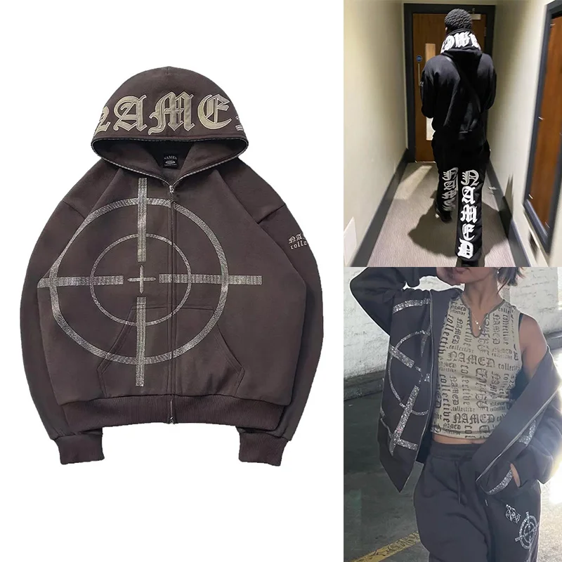Punk Goth Diamond Hoodies Aesthetic Rhinestones Pocket Jacket Trend Casual Zipper Autumn Unisex Outwear 2022 Winter Fleece Coat
Punk Goth Diamond Hoodies Aesthetic Rhinestones Pocket Jacket Trend Casual Zipper Autumn Unisex Outwear 2022 Winter Fleece Coat