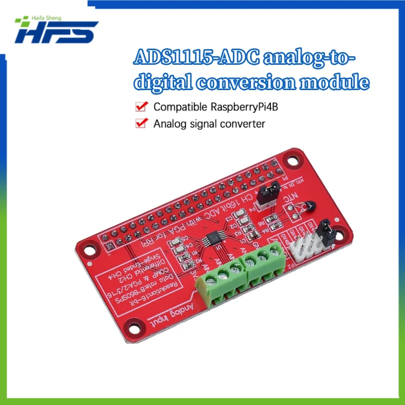 

ADS1115 ADC Analog to Digital Converter for Arduino, Official Module for Raspberry Pi 3, 2, B+, I2C, RPI ADS1115