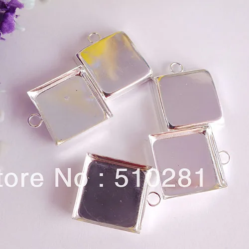 100 шт., 25 мм, блестящие серебряные квадратные фотоподвески, пустая рамка, подвеска-кабошон, ювелирные изделия, подвеска 
100 шт., 25 мм, блестящие серебряные квадратные фотоподвески, пустая рамка, подвеска-кабошон, ювелирные изделия, подвеска