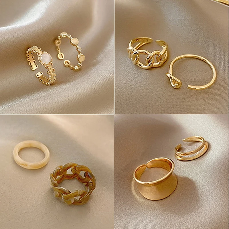 2Pcs/Set Gold-Plating Rings Opening Adjustable Luxury Zircon Ring Set Copper Gilding Retro Ring Woman Finger Jewelry Party Gift
2Pcs/Set Gold-Plating Rings Opening Adjustable Luxury Zircon Ring Set Copper Gilding Retro Ring Woman Finger Jewelry Party Gift
