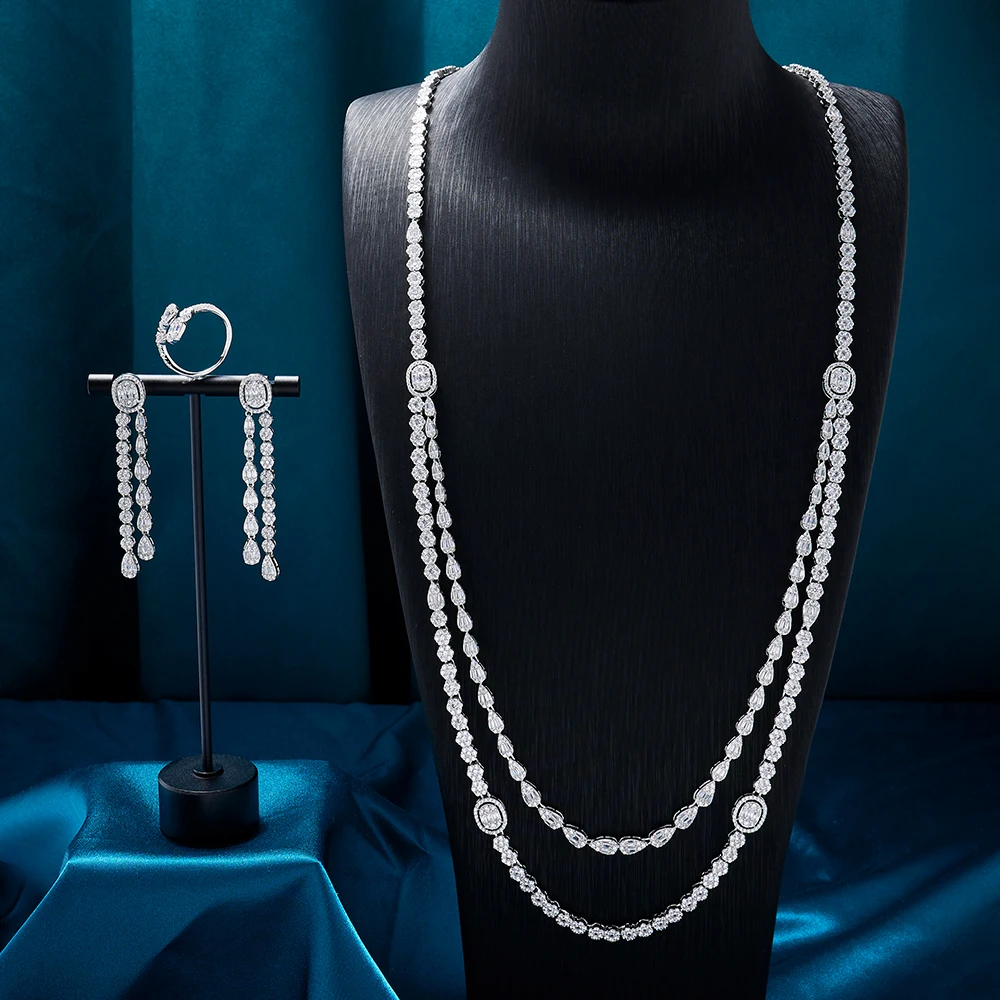 TIRIM Long Necklace for Women Sweater Chain Jewelry Necklace Earring Ring 3Pcs Set CZ Cubic Zirconia Wedding Party Accessoires
TIRIM Long Necklace for Women Sweater Chain Jewelry Necklace Earring Ring 3Pcs Set CZ Cubic Zirconia Wedding Party Accessoires