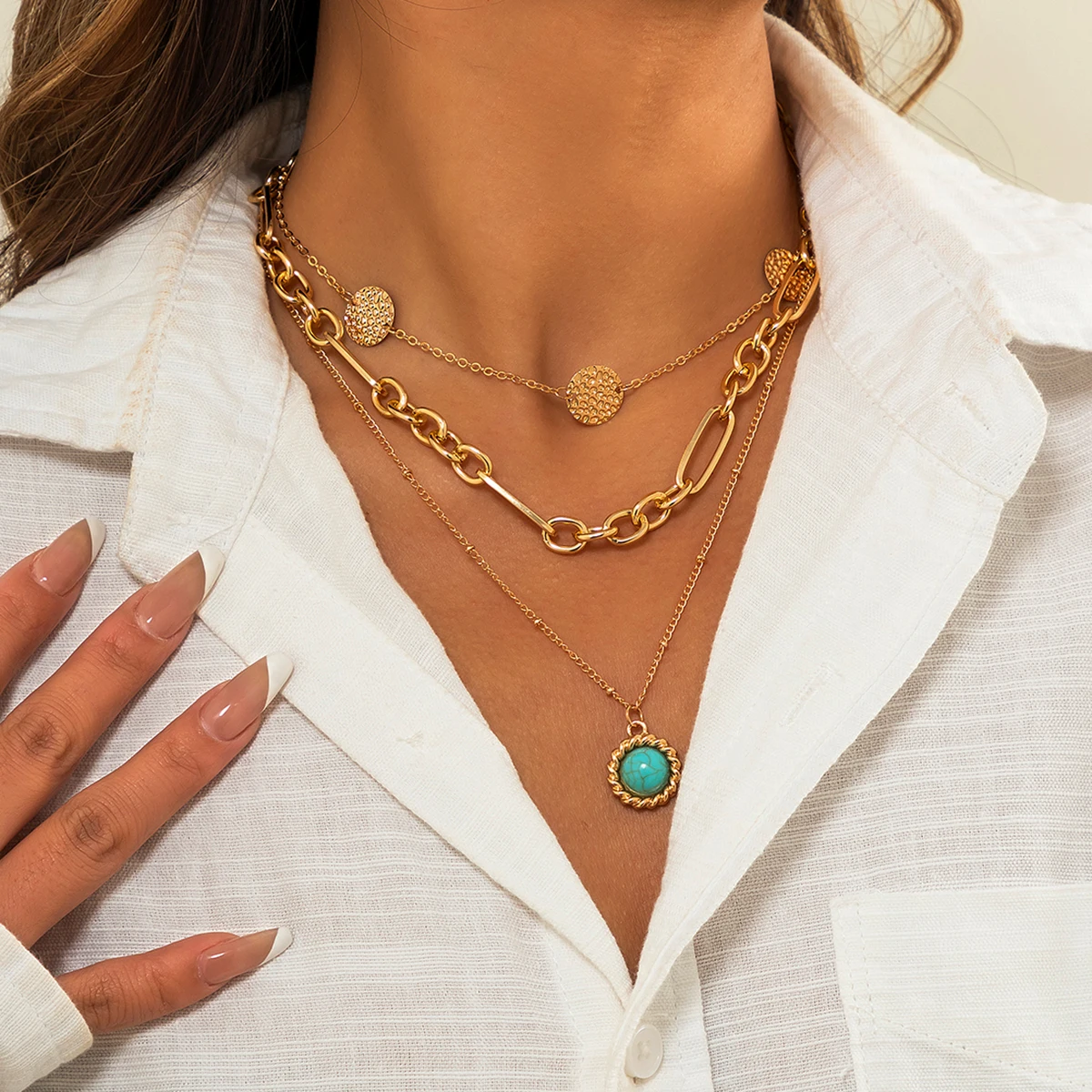 IngeSight.Z Vintage Green Stone Pendant Necklaces for Women Multi Layered Gold Color Sequins Choker Necklaces Neck Jewelry Set
IngeSight.Z Vintage Green Stone Pendant Necklaces for Women Multi Layered Gold Color Sequins Choker Necklaces Neck Jewelry Set