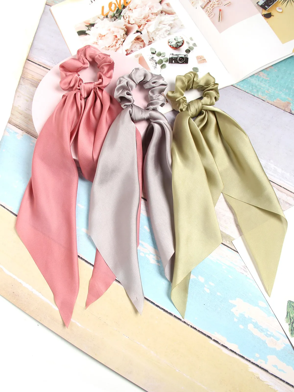Women Hair Ties Solid Color Satin Bow Ribbon Scrunchies Ponytail Scarf Headwear Female Girls Elastic Hair Bands Hair Accessories 
Women Hair Ties Solid Color Satin Bow Ribbon Scrunchies Ponytail Scarf Headwear Female Girls Elastic Hair Bands Hair Accessories