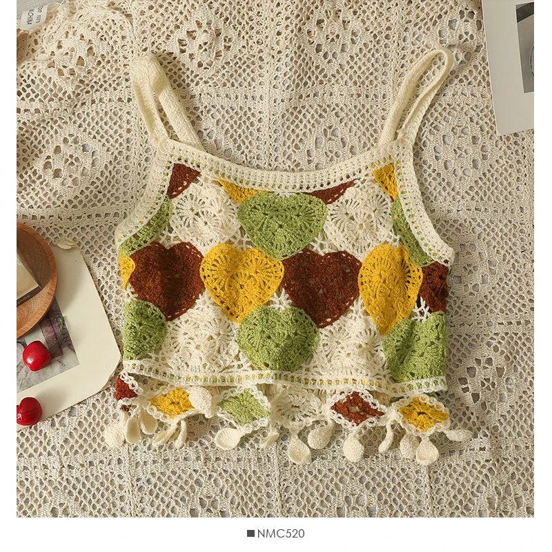 2023 Hollow Embroidery Camisole Women's Summer New Design Short Knitted Tassel Tops Women Clothing
2023 Hollow Embroidery Camisole Women's Summer New Design Short Knitted Tassel Tops Women Clothing