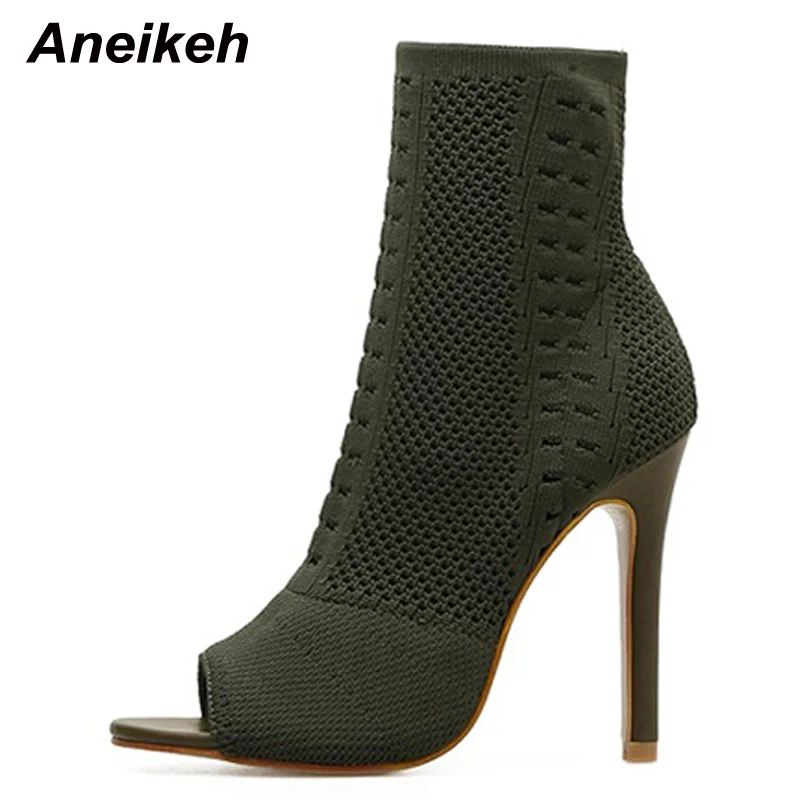 Aneikeh Rome Style Sexy Peep Toe Solid Stretch Fabric Hollow Thin High Heel Ankle Chelsea Boots Women Party Dress Pumps 35-42
Aneikeh Rome Style Sexy Peep Toe Solid Stretch Fabric Hollow Thin High Heel Ankle Chelsea Boots Women Party Dress Pumps 35-42
