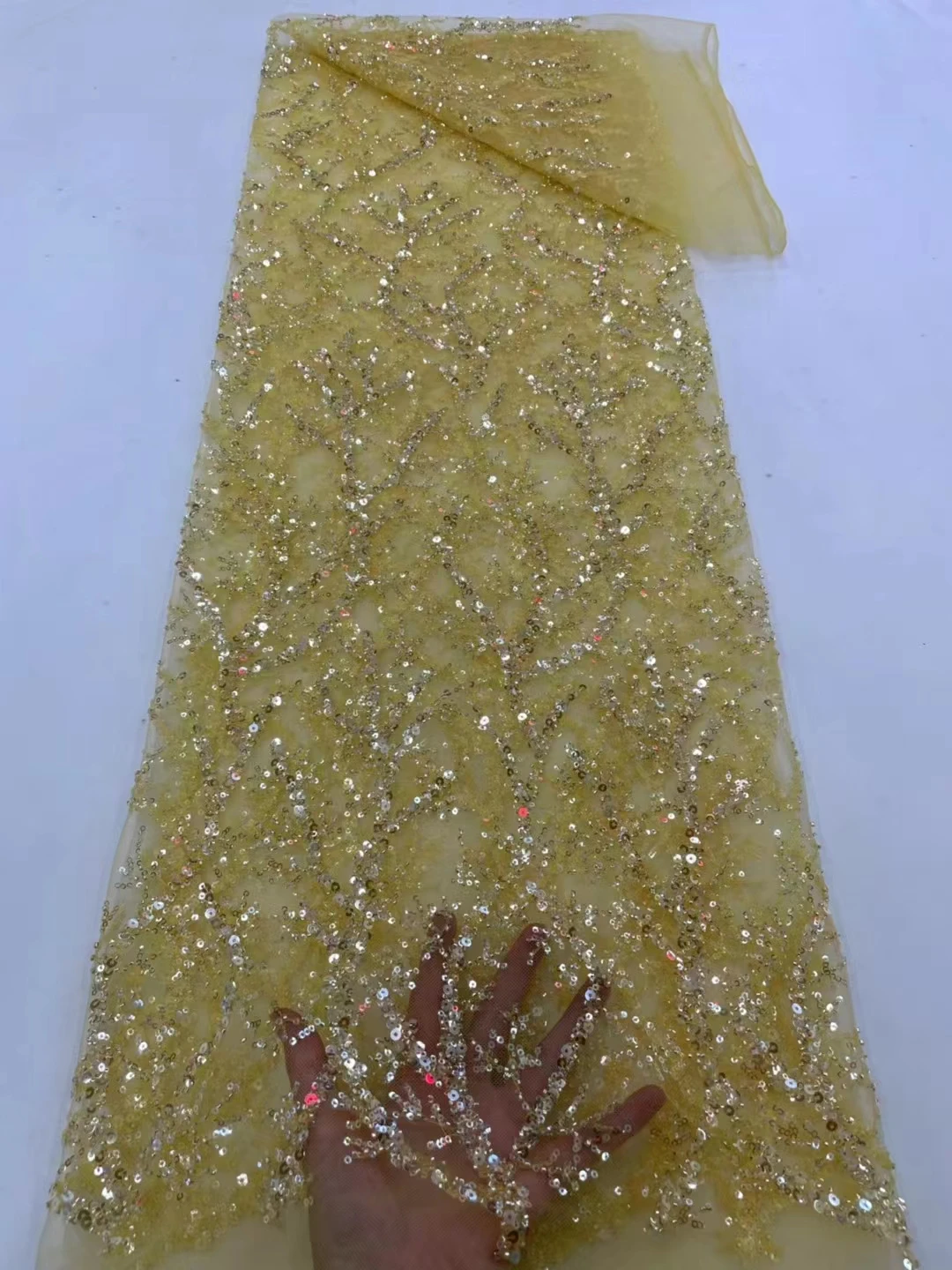 Elegant African Sequins Lace Fabric 2023 Yellow High Quality Nigerian French Tulle Lace Material For Wedding Dress
Elegant African Sequins Lace Fabric 2023 Yellow High Quality Nigerian French Tulle Lace Material For Wedding Dress