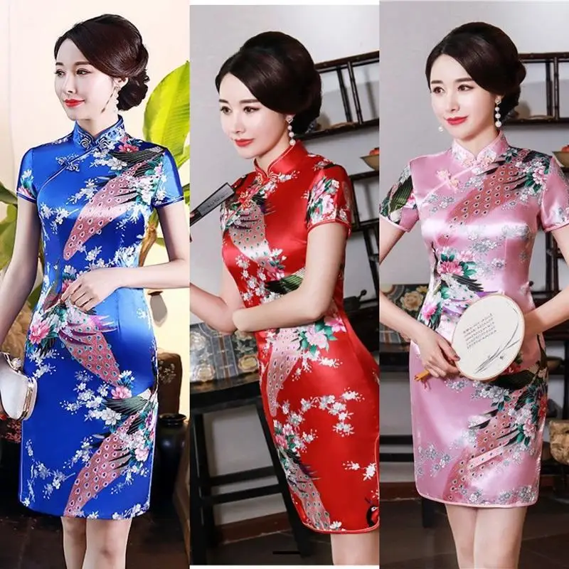 Women Large size short cheongsam Evening dress Plus size Chinese traditional Clothes
Women Large size short cheongsam Evening dress Plus size Chinese traditional Clothes