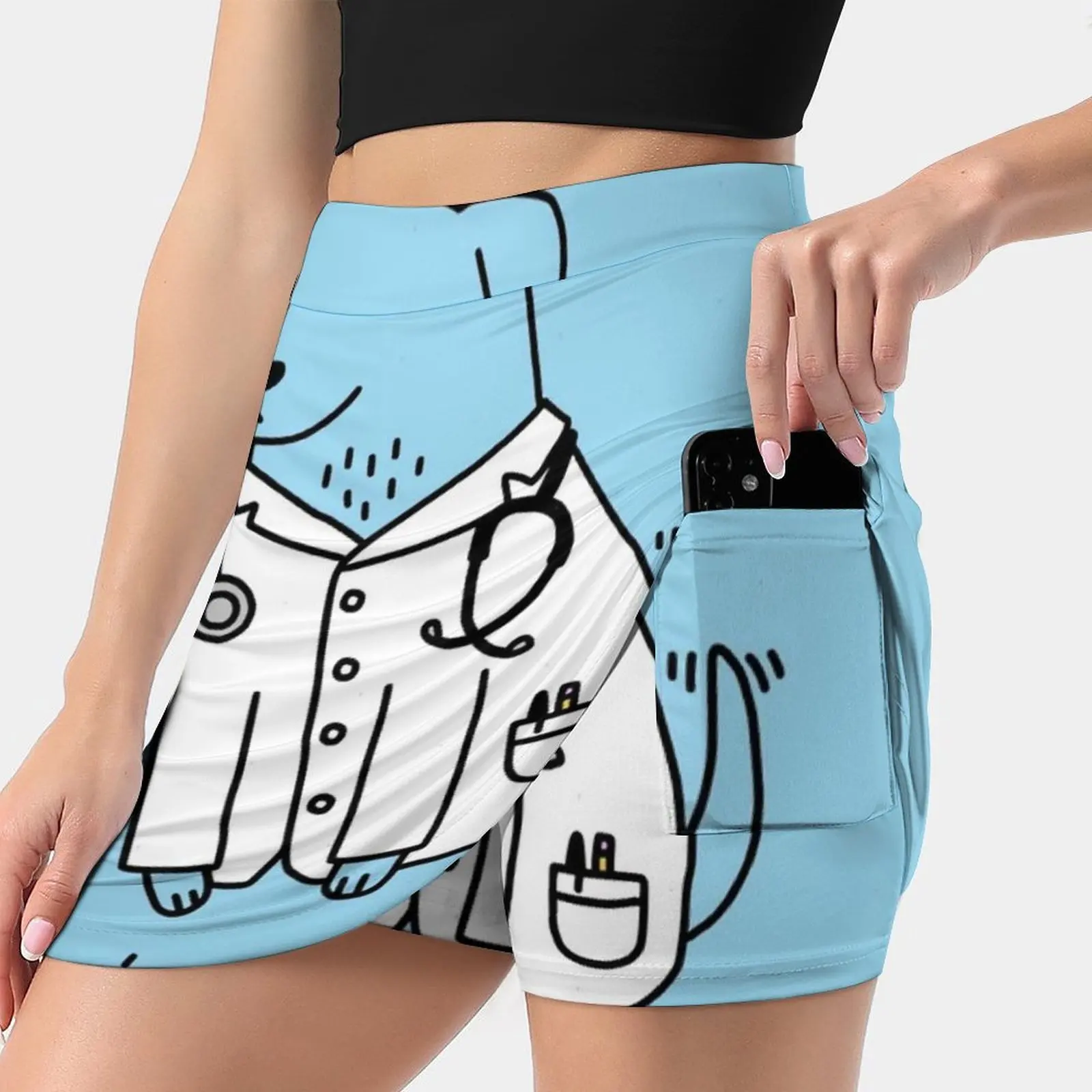 Женская мини-юбка Dogtor, трапециевидная юбка с карманами для собак, щенков, забавная Милая собачья собака с каламбуром, голубая белая 
Женская мини-юбка Dogtor, трапециевидная юбка с карманами для собак, щенков, забавная Милая собачья собака с каламбуром, голубая белая