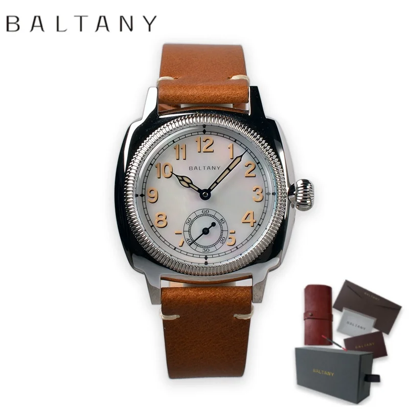 Baltany винтажные роскошные деловые часы S4036 Sub Seconds Cathedral термообработанные синие