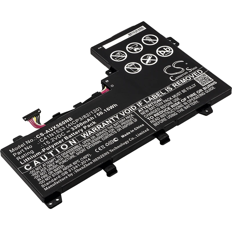 CS 3300mAh/50.16Wh battery for Asus Q524U,Q524UQ-BBI7T14,Q534U,Q534UX-B,UX560UQ 0B200-02010200,C41N1533(4ICP3/82/120)
CS 3300mAh/50.16Wh battery for Asus Q524U,Q524UQ-BBI7T14,Q534U,Q534UX-B,UX560UQ 0B200-02010200,C41N1533(4ICP3/82/120)