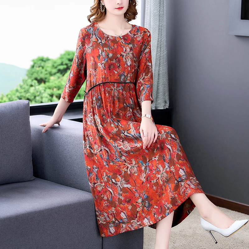 Female Floral Natural Silk Midi Dres Spring Summer Elegant Loose Waist Plus Size Dress 2023 Korean Vintage Casual Party Dresses
Female Floral Natural Silk Midi Dres Spring Summer Elegant Loose Waist Plus Size Dress 2023 Korean Vintage Casual Party Dresses