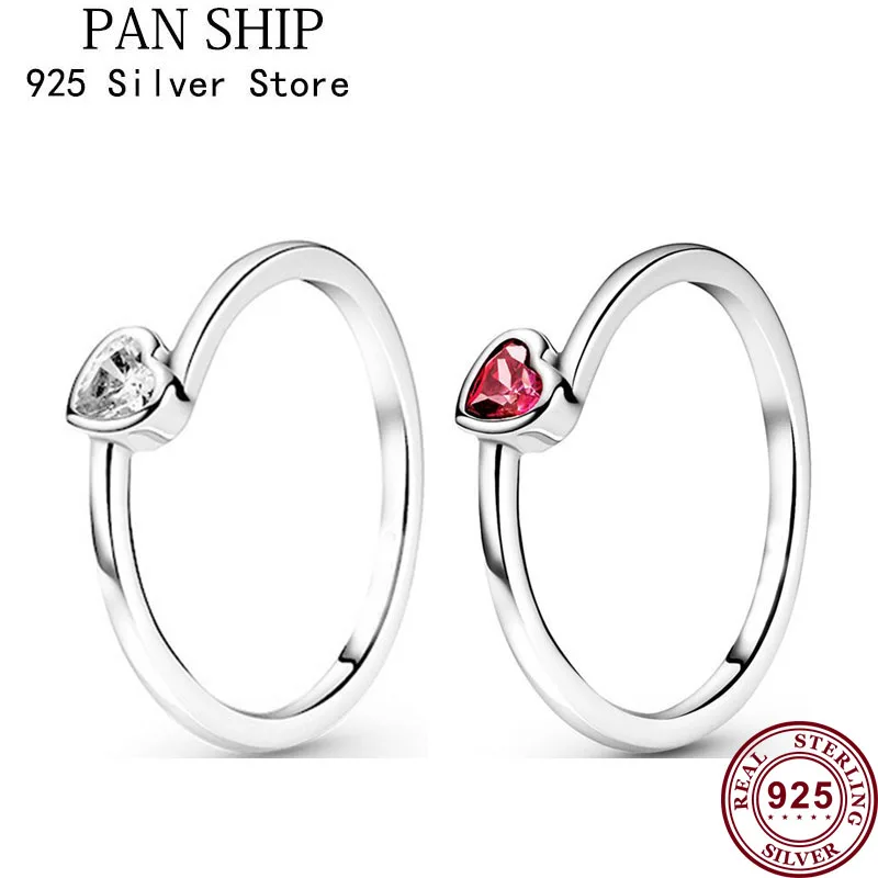

2021 New 925 Sterling Silver Glittering Heart-shaped Inclined Pan Ring Is Suitable For Women's Gift Wedding Diy Jewelry