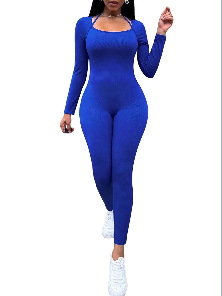 Women Ribbed Knit Long Sleeve Jumpsuits Square Neck Elasticity Bodycon Yoga Romper Workout Sports Outfits Playsuits
Women Ribbed Knit Long Sleeve Jumpsuits Square Neck Elasticity Bodycon Yoga Romper Workout Sports Outfits Playsuits
