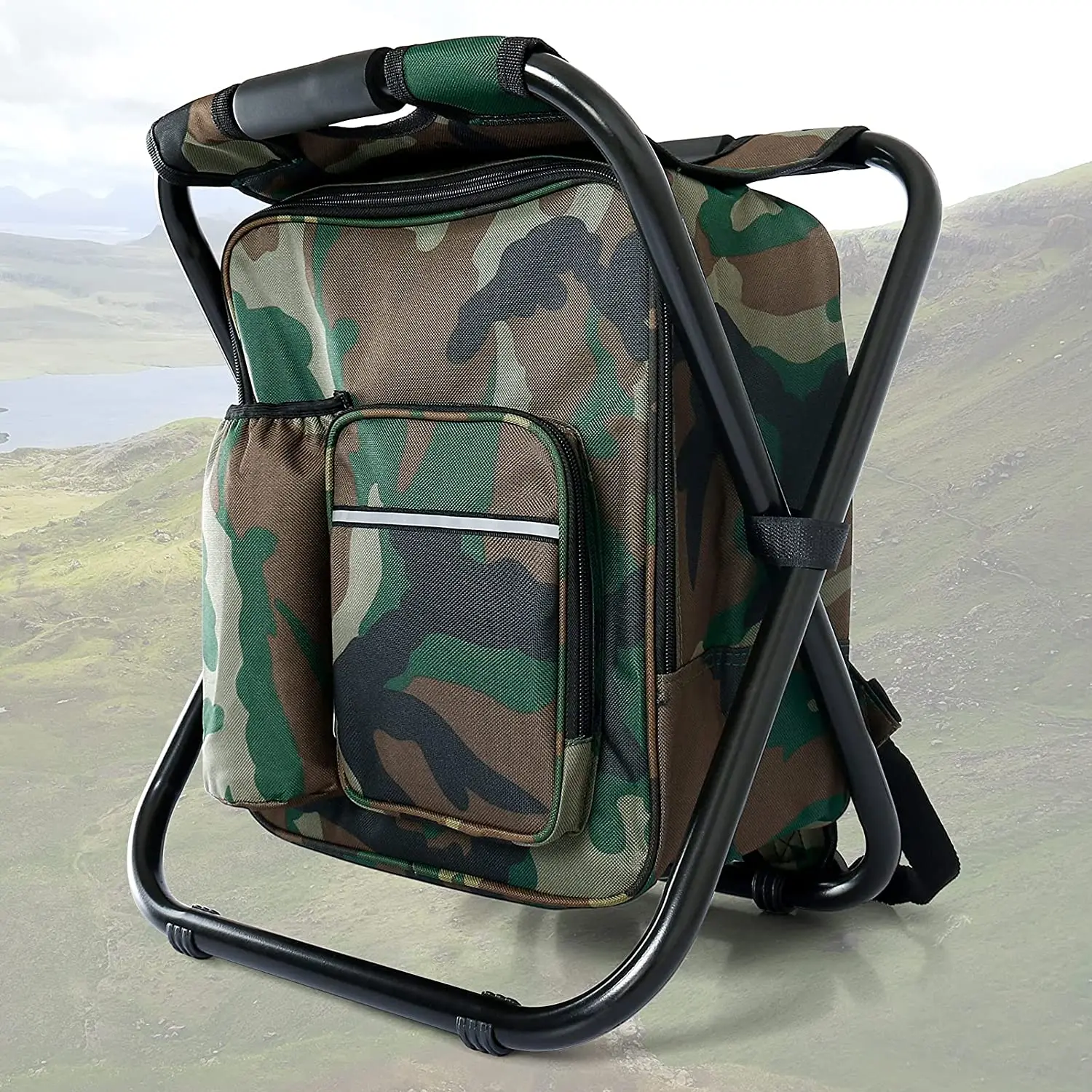 Backpack Cooler Portable Fishing Chair Folding Seat 400 LBS Large Capacity Camouflage Bag Outdoor Gear Camping Stool for Travel
Backpack Cooler Portable Fishing Chair Folding Seat 400 LBS Large Capacity Camouflage Bag Outdoor Gear Camping Stool for Travel