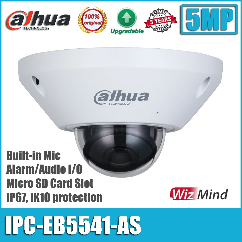 Оригинальная Встроенная микрофонная сетевая камера рыбий глаз Dahua IPC-EB5541-AS 5MP WizMind IP67 IK10 POE
Оригинальная Встроенная микрофонная сетевая камера рыбий глаз Dahua IPC-EB5541-AS 5MP WizMind IP67 IK10 POE