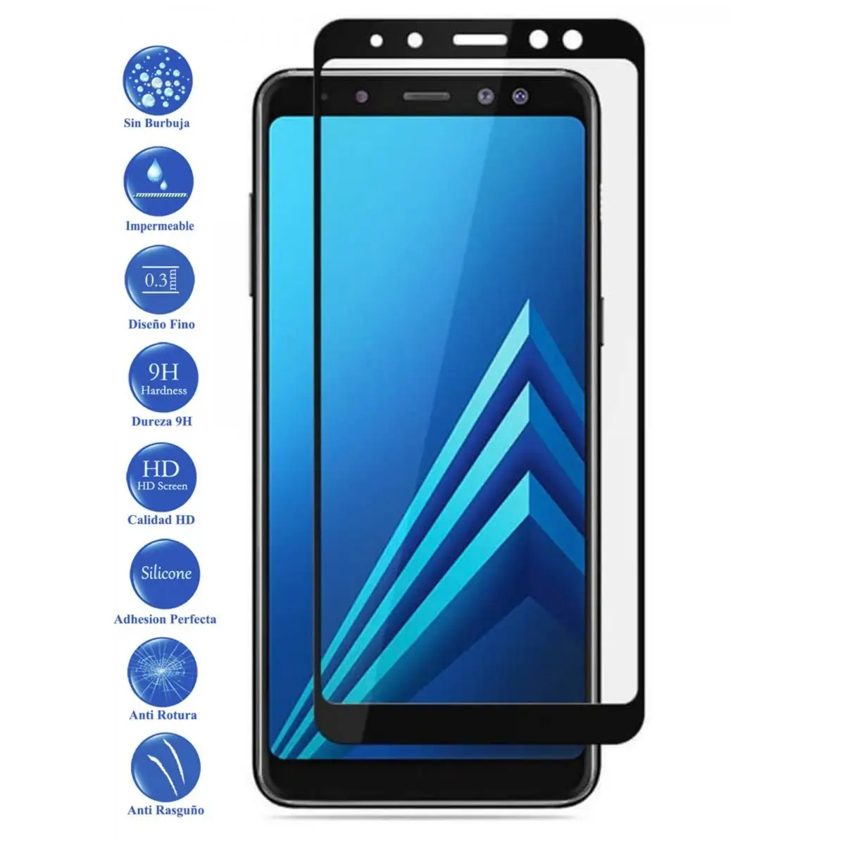 Фото Защитное стекло для ЖК-экрана Samsung Galaxy A8 2018 Black | Мобильные телефоны и аксессуары