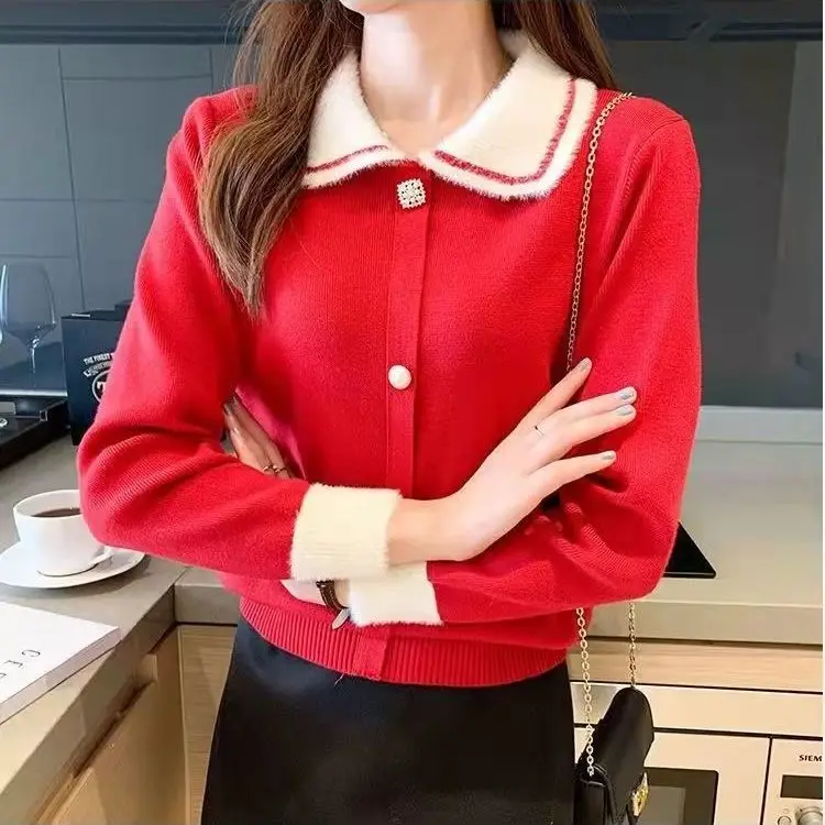 Red Fur Furry Neck Korean Spring Pullover Knit Sweater Loose Coat Casual Cloth Girl T-shirt Tops Clothes for Women Lady Clothing
Red Fur Furry Neck Korean Spring Pullover Knit Sweater Loose Coat Casual Cloth Girl T-shirt Tops Clothes for Women Lady Clothing