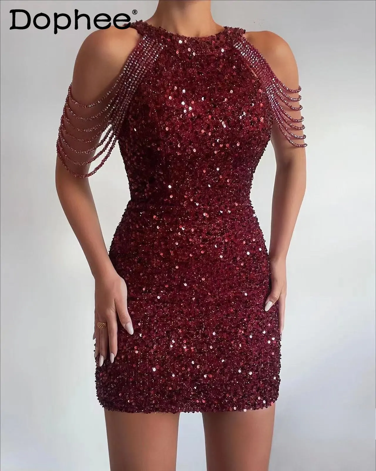 Fashion Halter Sexy Crystal Fringed Sheath Sequins Dress for Women European and American Style 2023 Spring and Summer Dresses
Fashion Halter Sexy Crystal Fringed Sheath Sequins Dress for Women European and American Style 2023 Spring and Summer Dresses