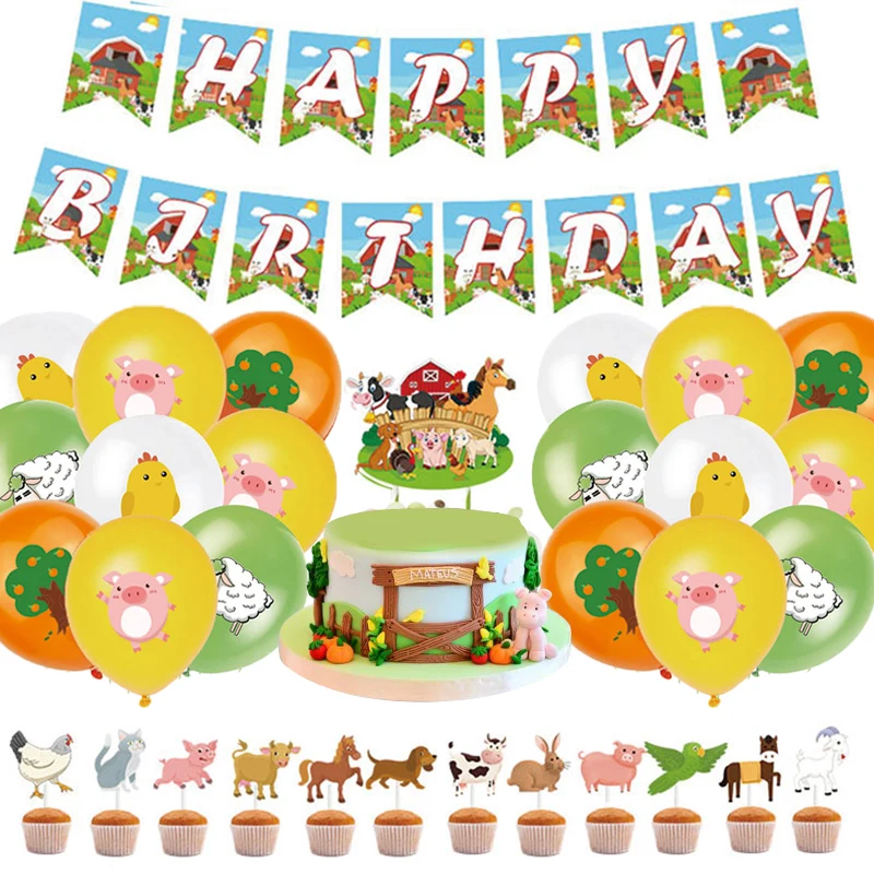 Farm Animal Theme Party Animal Print Latex Balloon Cake Decoration Pull Flag Children's Birthday Baby Shower Decoration Supplies
Farm Animal Theme Party Animal Print Latex Balloon Cake Decoration Pull Flag Children's Birthday Baby Shower Decoration Supplies