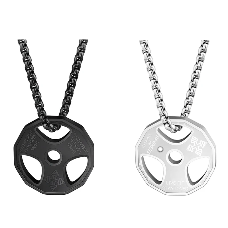 2 Set Stainless Steel Fitness Necklace Cool Weight Plate Pendant Barbell Dumbbell Weightlifting Bodybuilding Sports Jewelry, Sil
2 Set Stainless Steel Fitness Necklace Cool Weight Plate Pendant Barbell Dumbbell Weightlifting Bodybuilding Sports Jewelry, Sil