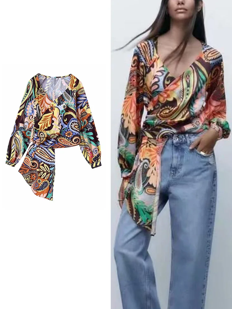 TRAF 2022 New Women Printed Bow Blouses Casual Loose V-neck Tops Vintage Fashion Long Sleeve Beach Style T-Shirts
TRAF 2022 New Women Printed Bow Blouses Casual Loose V-neck Tops Vintage Fashion Long Sleeve Beach Style T-Shirts
