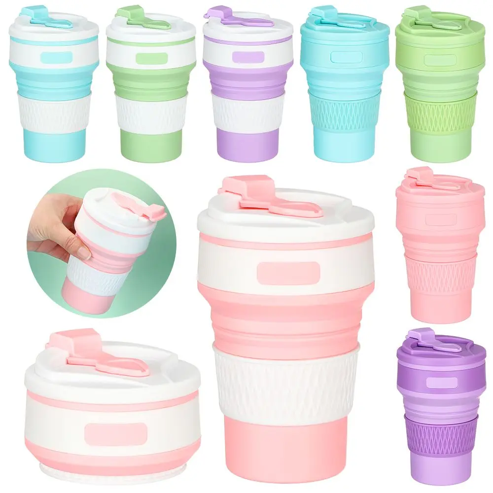 

350ML Coffee Mugs Travel Collapsible Silicone Cup Folding Water Cups BPA FREE Food Grade Drinking Ware Mug Tea Coffee Cups