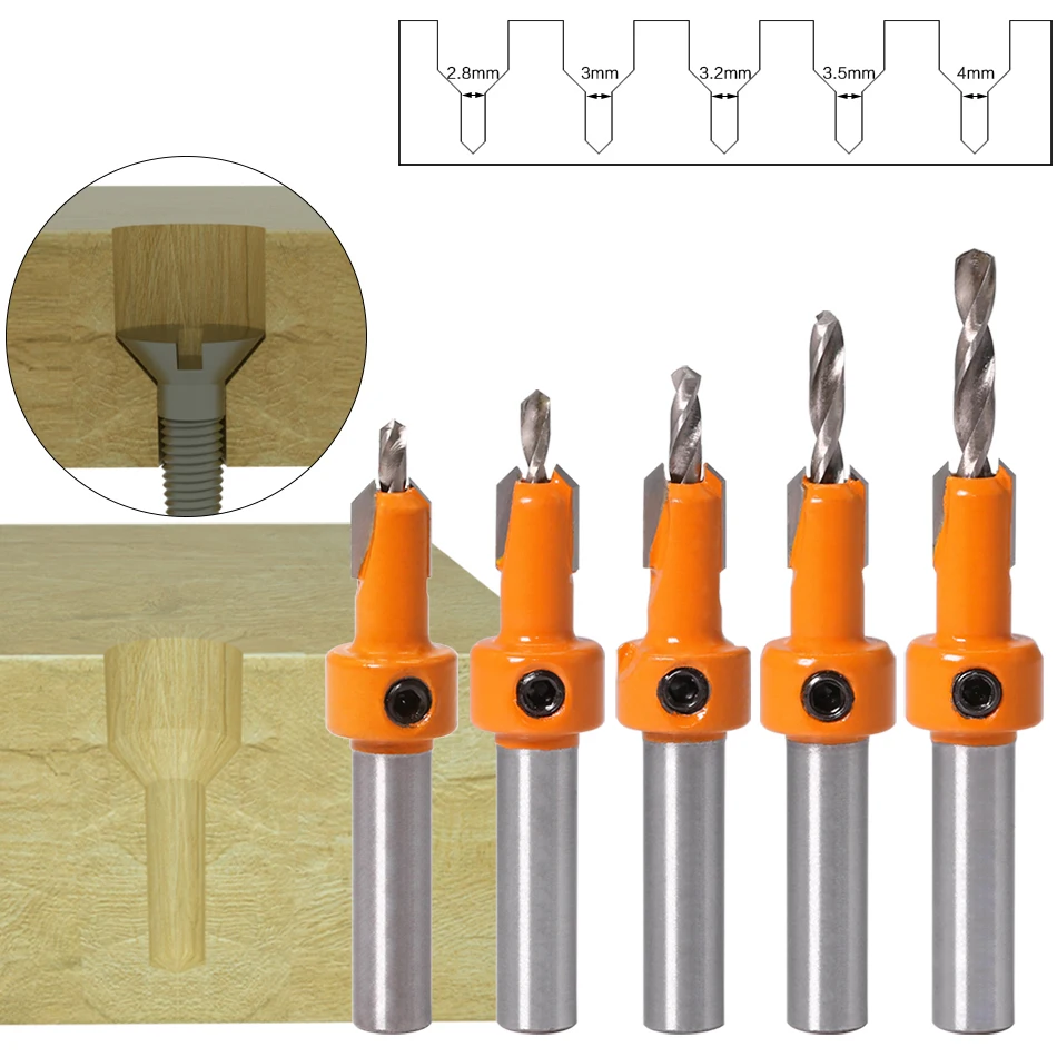 8mm Shank HSS Woodworking Countersink Drill Router Bit Set Screw Extractor Remon Demolition Wood Milling Cutter Power Tool Tip
8mm Shank HSS Woodworking Countersink Drill Router Bit Set Screw Extractor Remon Demolition Wood Milling Cutter Power Tool Tip