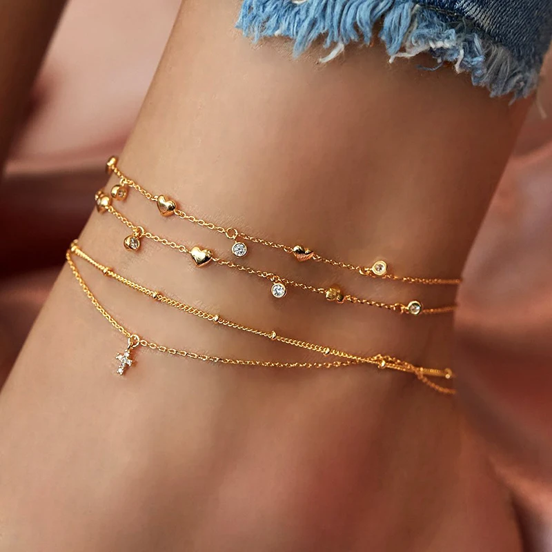 

LUOLER Bohemia Chain Anklets For Women Foot Jewelry 2022 Summer Beach Barefoot Sandals Bracelet Anklet Set On the Leg Butterfly
