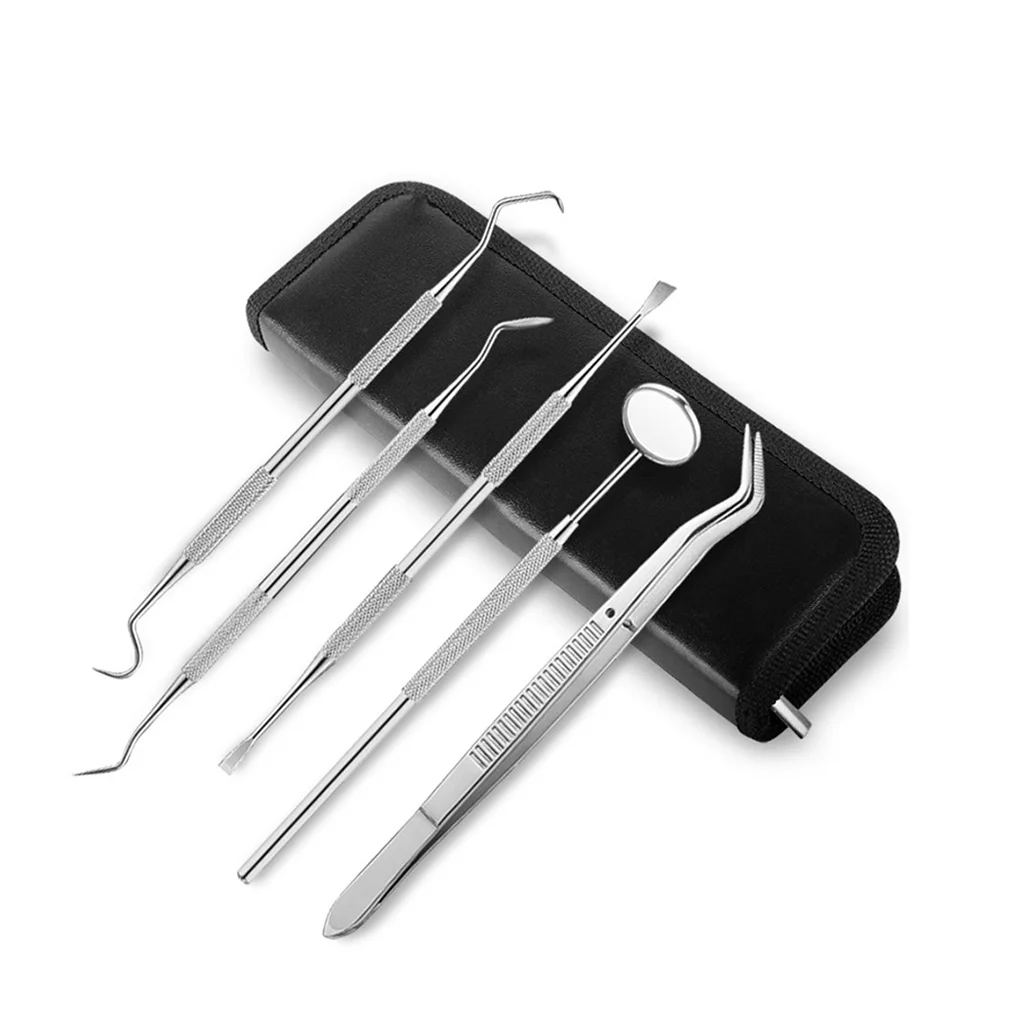 5pcs set Stainless Steel Dental Tool Set Tooth Scraper Mirror Tweezer Tartar Probe Oral Clean Tools
5pcs set Stainless Steel Dental Tool Set Tooth Scraper Mirror Tweezer Tartar Probe Oral Clean Tools