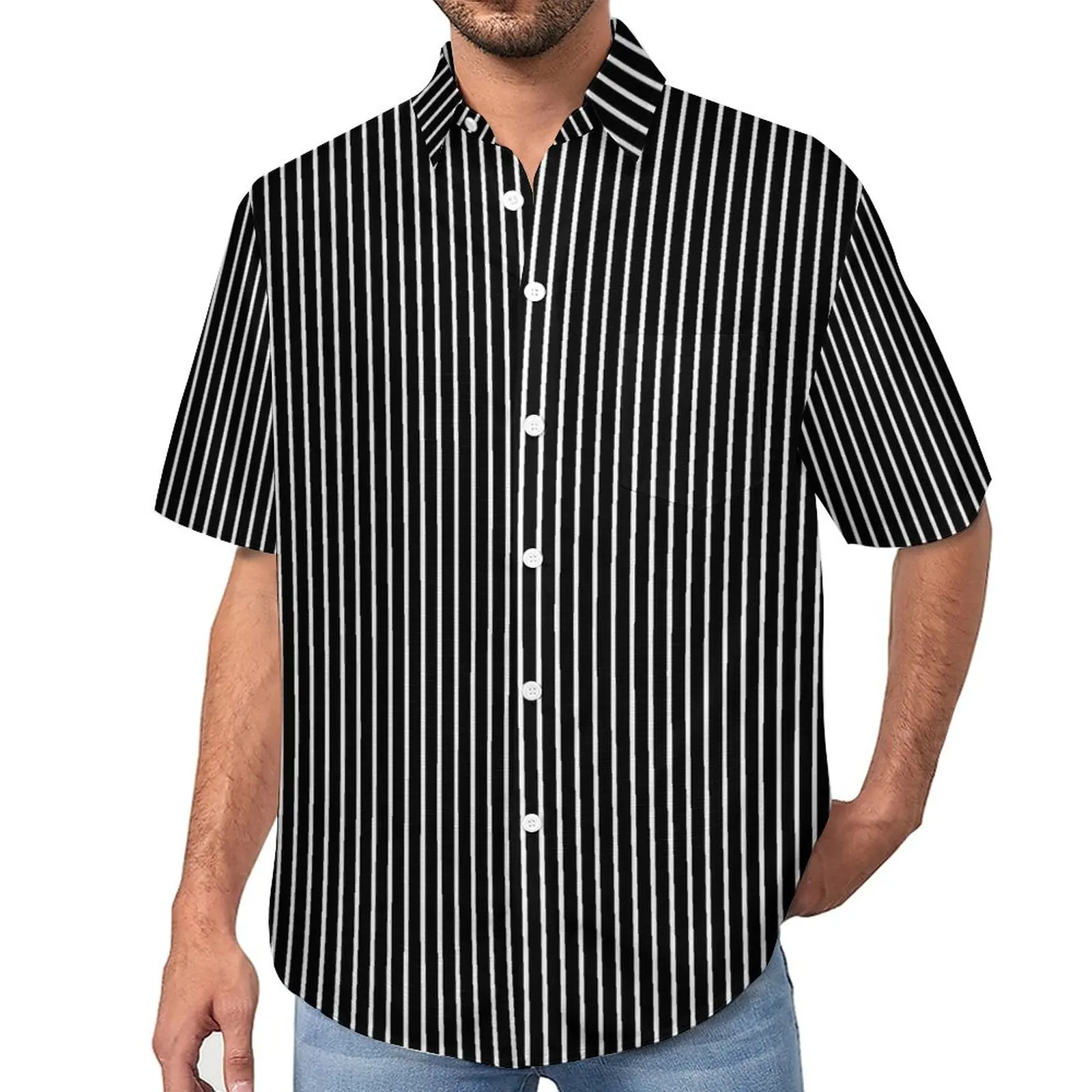 Vertical Striped Vacation Shirt Black and White Hawaii Casual Shirts Male Trendy Blouses Short Sleeves Custom Top Big Size
Vertical Striped Vacation Shirt Black and White Hawaii Casual Shirts Male Trendy Blouses Short Sleeves Custom Top Big Size