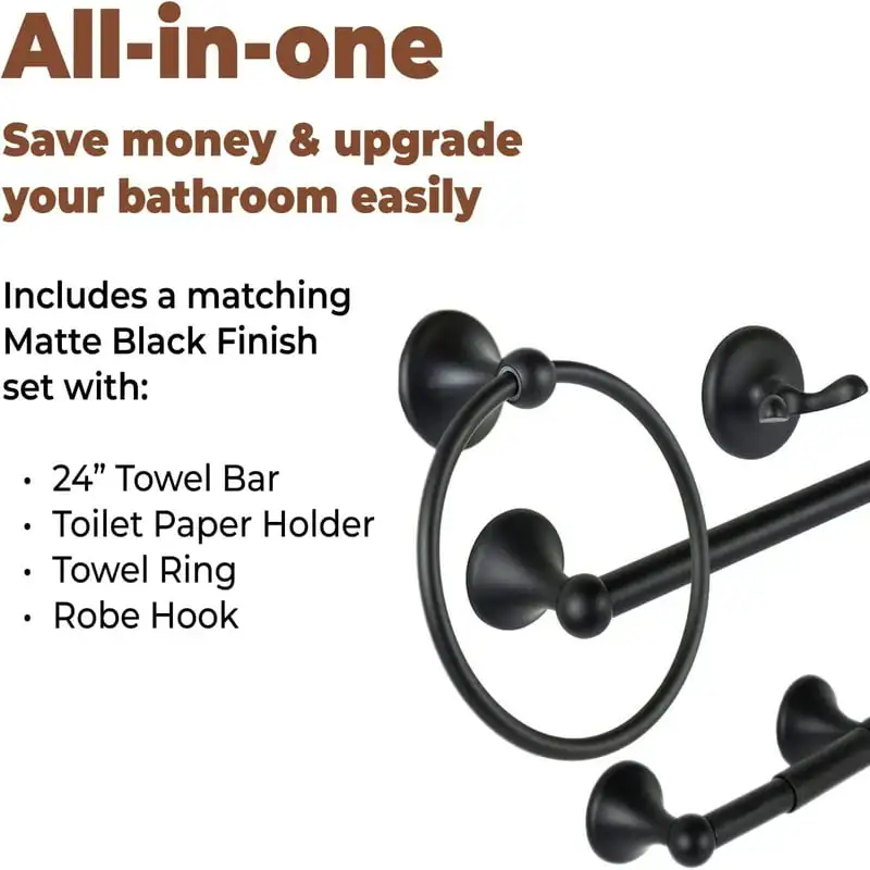 Hardware Accessory Set Includes 24 Towel Bar, Toilet Paper Holder, Hand Towel 
Hardware Accessory Set Includes 24 Towel Bar, Toilet Paper Holder, Hand Towel