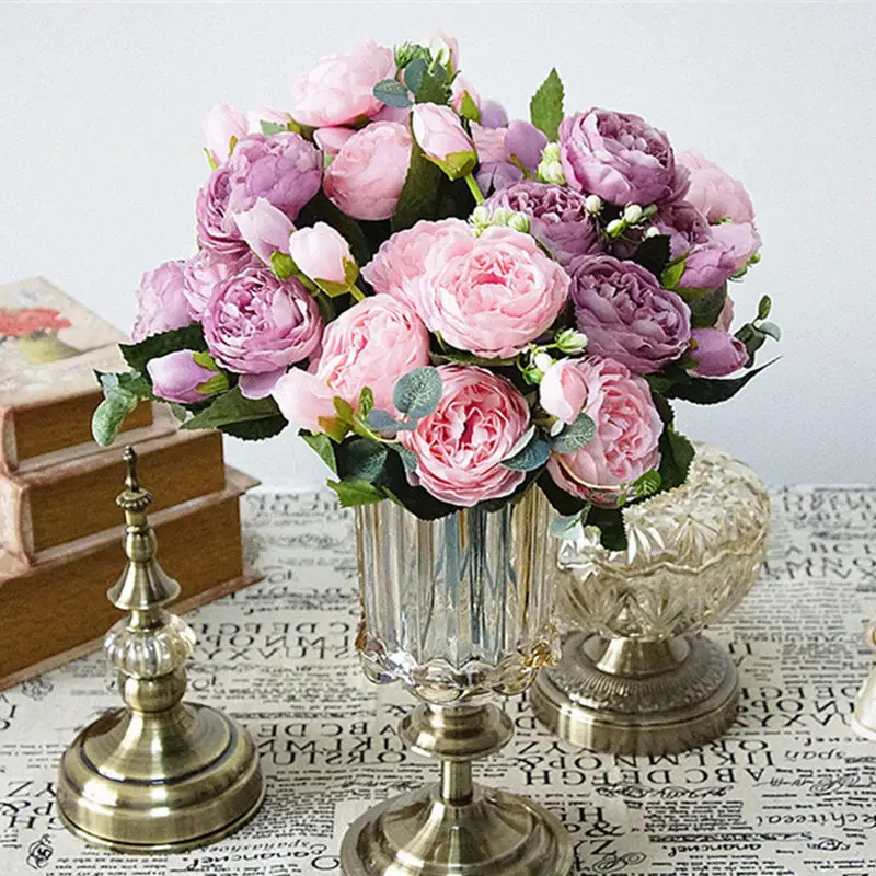 

Rose Peony Artificial Silk Flowers small bouquet flores home party spring wedding decoration mariage fake Flower