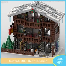 Urban Architecture Creative Street View MOC Alps Winter Hotel Building Block Model DIY Childrens Assembled Toys Christmas Gift
