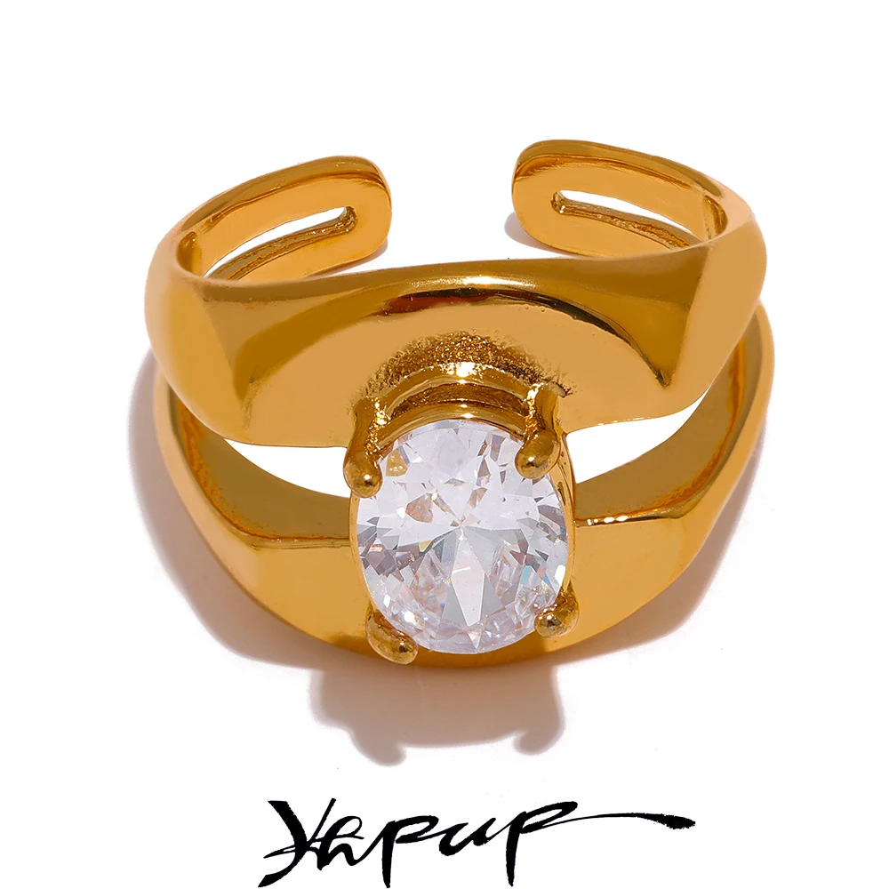 Yhpup Delicate Bling Cubic Zirconia Stainless Steel Wide Geometric Fashion Ring 2023 Texture PVD Plated Waterproof Jewelry Gift
Yhpup Delicate Bling Cubic Zirconia Stainless Steel Wide Geometric Fashion Ring 2023 Texture PVD Plated Waterproof Jewelry Gift