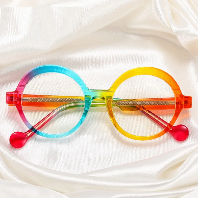 New imitation plate color round frame rainbow color flat lens INS style candy color blue - resistant glasses
New imitation plate color round frame rainbow color flat lens INS style candy color blue - resistant glasses