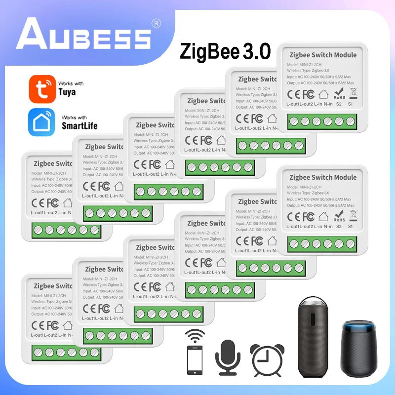 

Умный мини-выключатель ZigBee, реле «сделай сам» для умного дома, с дистанционным управлением через приложение, с поддержкой Alexa и Google Home, 2/3/4 клавиши