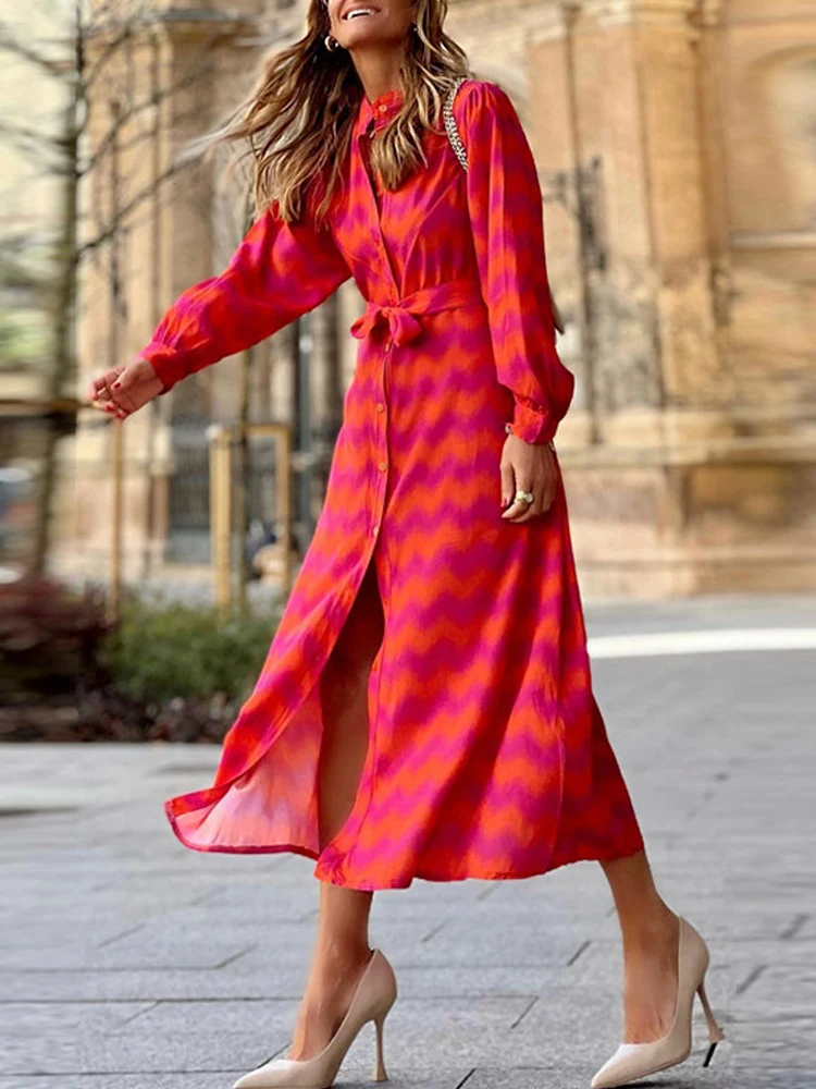 Autumn New Long Sleeve Commute A-Line Dress Women Sexy Button Slim Maxi Dress Elegant Lace-Up Red Print Boho Shirt Dress Vestido
Autumn New Long Sleeve Commute A-Line Dress Women Sexy Button Slim Maxi Dress Elegant Lace-Up Red Print Boho Shirt Dress Vestido