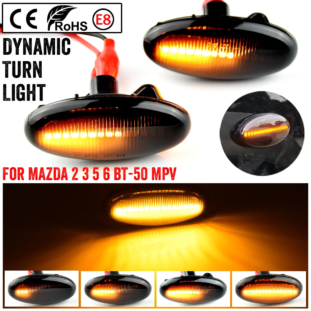 

LED Turn Signal Side Marker Light For MAZDA 2 3 5 6 BT-50 MPV Smoke Dynamic Repeater Sequential Indicator Flasher Blinker Lamp