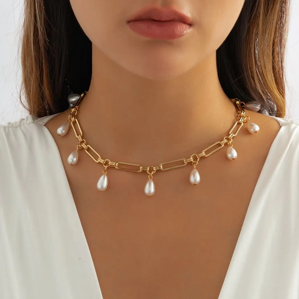 PuRui Fashion Trend Metal Large 0 Word Chain Choker Necklace Korean Imitation Water Drop Pearl Pendant Necklace Party Jewelry
PuRui Fashion Trend Metal Large 0 Word Chain Choker Necklace Korean Imitation Water Drop Pearl Pendant Necklace Party Jewelry