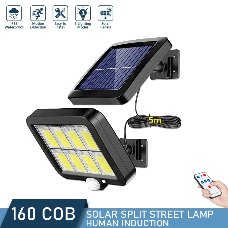 160COB LED Solar Split Wall Lamp 3 Mode Waterproof Motion Sensor Garden Street Lights Solar Lamp For Garden Security Wall Light
160COB LED Solar Split Wall Lamp 3 Mode Waterproof Motion Sensor Garden Street Lights Solar Lamp For Garden Security Wall Light