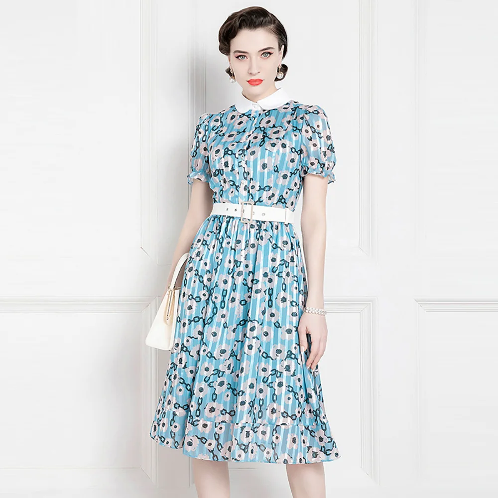 High End French Dress Umbrella Skirt Print 's New Women Summer Puff Sleeve Polo Office Lady Patchwork Knee-length Lanon
High End French Dress Umbrella Skirt Print 's New Women Summer Puff Sleeve Polo Office Lady Patchwork Knee-length Lanon