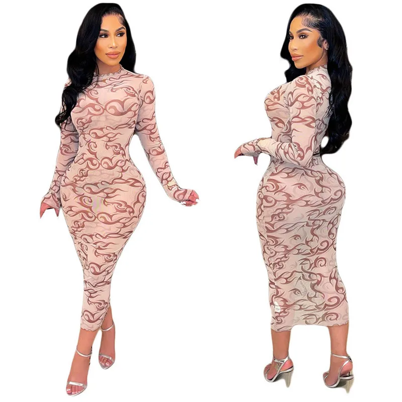 WUHE Mesh See Though Print Women Dress Long Sleeve Bodycon Maxi Dress Sexy Party Club Night Pencil Long Dresses
WUHE Mesh See Though Print Women Dress Long Sleeve Bodycon Maxi Dress Sexy Party Club Night Pencil Long Dresses